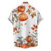 Chemise d'Halloween pour homme, boutonnée, imprimé citrouille, fleurs et feuilles - Orange S