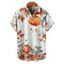 Chemise d'Halloween pour homme, boutonnée, imprimé citrouille, fleurs et feuilles - Orange 5XL