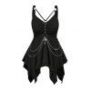 Débardeur gothique uni froncé avec œillets et chaîne - Noir L | US 8-10
