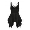 Débardeur gothique uni froncé avec œillets et chaîne - Noir XL | US 12