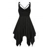 Robe gothique mi-longue à volants et œillets froncés de couleur unie avec chaîne et mouchoir - Noir M | US 6
