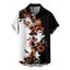 Chemise d'Halloween pour homme, couleur contrastée, imprimé floral, fantôme, citrouille, chat - Noir XL
