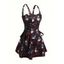 Robe gothique pour Halloween, mini-robe à lacets avec imprimé toile d'araignée et roses - Noir XXL | US 14