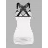 Débardeur gothique d'Halloween à imprimé papillon croisé et dentelle froncée - Blanc XXL | US 14