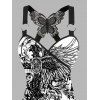 Débardeur gothique d'Halloween à imprimé papillon croisé et dentelle froncée - Blanc XXL | US 14