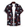 Chemise gothique boutonnée pour homme, motif tête de mort et toile d'araignée, motif Halloween - Noir 2XL