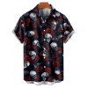 Chemise gothique boutonnée pour homme, motif tête de mort et toile d'araignée, motif Halloween - Noir 2XL