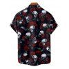 Chemise gothique boutonnée pour homme, motif tête de mort et toile d'araignée, motif Halloween - Noir 2XL