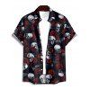 Gothic Couple Outfit Rose Skulls Spider Web Print Lace Up Dress and Shirt Set - Noir S | US 4
