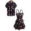 Gothic Couple Outfit Rose Skulls Spider Web Print Lace Up Dress and Shirt Set - Noir S | US 4