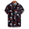 Gothic Couple Outfit Rose Skulls Spider Web Print Lace Up Dress and Shirt Set - Noir S | US 4