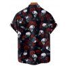 Gothic Couple Outfit Rose Skulls Spider Web Print Lace Up Dress and Shirt Set - Noir S | US 4