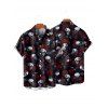 Gothic Couple Outfit Rose Skulls Spider Web Print Lace Up Dress and Shirt Set - Noir S | US 4