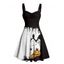 Robe d'Halloween mini-robe froncée à imprimé toile d'araignée et citrouille - Noir XXXXXL | US 20