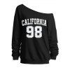Sweat-shirt décontracté à imprimé lettres et chiffres, épaules dénudées - Noir XXL | US 14