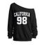 Sweat-shirt décontracté à imprimé lettres et chiffres, épaules dénudées - Noir XXL | US 14
