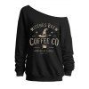 Sweat-shirt d'Halloween à imprimé chapeau de sorcier et lettres - Noir XXL | US 14