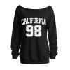 Sweat-shirt décontracté à imprimé lettres et chiffres, épaules dénudées - Noir XXL | US 14