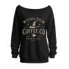 Sweat-shirt d'Halloween à imprimé chapeau de sorcier et lettres - Noir XXL | US 14