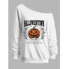 Sweat-shirt d'Halloween à col incliné avec imprimé citrouille et slogan - Blanc XXL | US 14
