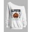 Sweat-shirt d'Halloween à col incliné avec imprimé citrouille et slogan - Blanc XXL | US 14