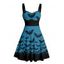 Robe gothique pour Halloween, mini-robe froncée à imprimé chauve-souris colorblock - Orange S | US 4