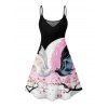 Robe d'Halloween à imprimé chauve-souris et fleurs colorblock, mini-robe à bretelles spaghetti - multicolor A XXXXXL | US 20