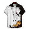 Chemise d'Halloween pour homme, boutonnée, imprimée toile d'araignée et citrouille - Noir 5XL