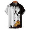Chemise d'Halloween pour homme, boutonnée, imprimée toile d'araignée et citrouille - Noir 5XL