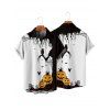 Chemise d'Halloween pour homme, boutonnée, imprimée toile d'araignée et citrouille - Noir 5XL