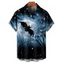 Chemise d'Halloween pour homme, boutonnée, imprimé chauve-souris, ciel et étoiles - Noir 5XL