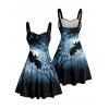 Robe d'Halloween Mini-robe froncée à imprimé chauve-souris et ciel étoilé - Noir XXXXXL | US 20