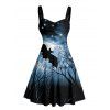 Robe d'Halloween Mini-robe froncée à imprimé chauve-souris et ciel étoilé - Noir XXXXXL | US 20