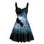 Robe d'Halloween Mini-robe froncée à imprimé chauve-souris et ciel étoilé - Noir XXXXXL | US 20