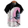 Chemise d'Halloween pour homme, boutonnée, motif chauve-souris et fleurs colorblock - multicolor A 5XL