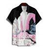 Chemise d'Halloween pour homme, boutonnée, motif chauve-souris et fleurs colorblock - multicolor A 5XL