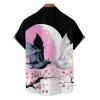 Chemise d'Halloween pour homme, boutonnée, motif chauve-souris et fleurs colorblock - multicolor A 5XL