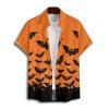 Chemise gothique pour homme à boutons et imprimé chauve-souris pour Halloween - Orange 5XL