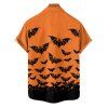 Chemise gothique pour homme à boutons et imprimé chauve-souris pour Halloween - Orange 5XL
