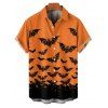 Chemise gothique pour homme à boutons et imprimé chauve-souris pour Halloween - Orange 5XL