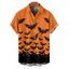 Chemise gothique pour homme à boutons et imprimé chauve-souris pour Halloween - Orange 5XL