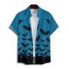 Chemise gothique pour homme à boutons et imprimé chauve-souris pour Halloween - Bleu profond M