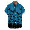 Chemise gothique pour homme à boutons et imprimé chauve-souris pour Halloween - Bleu profond M