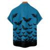 Chemise gothique pour homme à boutons et imprimé chauve-souris pour Halloween - Bleu profond M