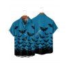Chemise gothique pour homme à boutons et imprimé chauve-souris pour Halloween - Bleu profond M