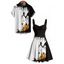 Halloween Couple Outfit Pumpkin Spider Web Print Mini Dress and Shirt Set - Noir S | US 4