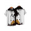 Halloween Couple Outfit Pumpkin Spider Web Print Mini Dress and Shirt Set - Noir S | US 4