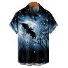 Halloween Couple Outfit Bat Star Sky Print Ruched Mini Dress and Shirt Set - Noir S | US 4