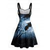 Halloween Couple Outfit Bat Star Sky Print Ruched Mini Dress and Shirt Set - Noir S | US 4