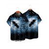 Halloween Couple Outfit Bat Star Sky Print Ruched Mini Dress and Shirt Set - Noir S | US 4